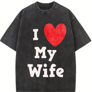 I Love My Wife Vintage Washed T-Shirt in Black