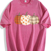 Boho Fall Pumpkin Cute Autumn Vintage Washed T-Shirt in Red