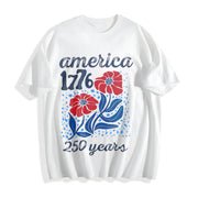USA 250th America Anniversary Cotton T-Shirt in White