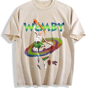 Victor Wemby Space Monstar Basketball Jam 90's Style vintage washed oversized T-shirt in Beige