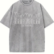 Greyhound Lover Rows of Greyhounds Vintage Washed T-Shirt in Gray