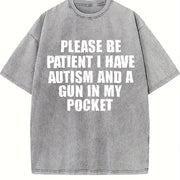 Please Be Patient I Have Autism Vintage Washed T-Shirt in Gray