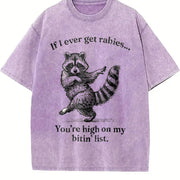 If I Ever Get Rabies You’re High on My Bitin’ List Vintage Washed T-Shirt in Purple