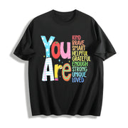 You Are Kind Back to School Cotton T-Shirt in Black