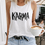 Karma Crew-neck Sleeveless Vest Outdoor Women's Color Cotton Tank Top in White