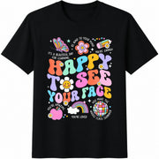 Happy to See Your Face Cotton T-Shirt in Black