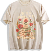 Retro Belle's Book Club Vintage Washed T-Shirt in Beige
