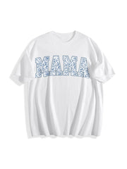 Toile Floral Mama Pregnancy Announcement Boy Cotton T-Shirt in White