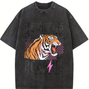 The Heavens Are Roaring Bible Verse Religious vintage washed oversized T-shirt in Black