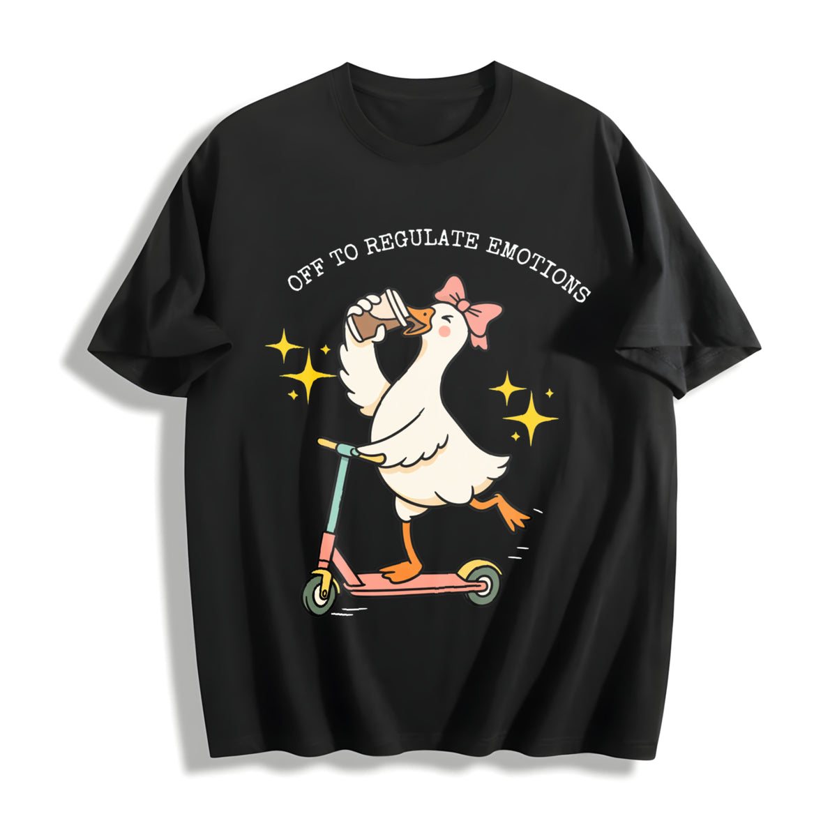 Off to Regulate Emotions Cotton T-Shirt in Black