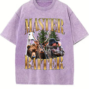 Master Baiter Retro Hunter Vintage Washed T-Shirt in Purple