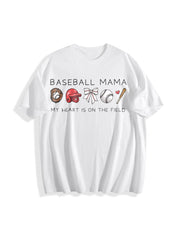 Baseball Mama for Game Day Cotton T-Shirt in White
