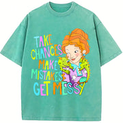 Take Chances Make Mistakes Get Messy Vintage Washed T-Shirt in Blue