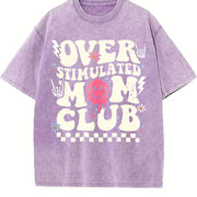 Overstimulated Mom Club Vintage Washed T-Shirt in Purple