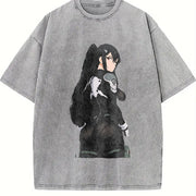 Mina Ashiro Kaiju No 8 Anime Manga vintage washed oversized T-shirt in Gray