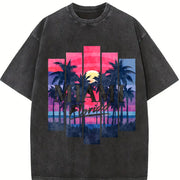 Distressed Stylish Vintage Washed T-Shirt in Black