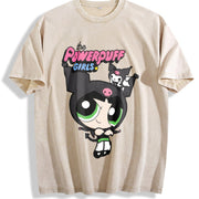 NASA Co-branded the Powerpuff Sanrio Kuromi My Melody Pure Vintage Washed T-Shirt in Beige
