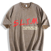 Retro Short-sleeved Vintage Washed T-Shirt in Brown