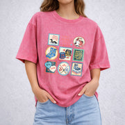 Heated Rivalry Connor & Ilya vintage washed oversized T-shirt in Red