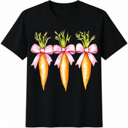 Easter Carrot Happy Easter Cotton T-Shirt in Black