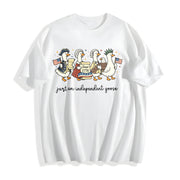 Silly Goose for 4th of July Cotton T-Shirt in White