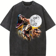 Retro T-rex Dinosaur Vintage Washed T-Shirt in Black