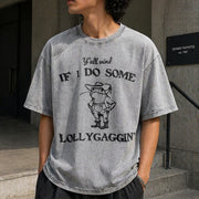 Lollygaggin' Frog Silly Vintage Washed T-Shirt in Gray