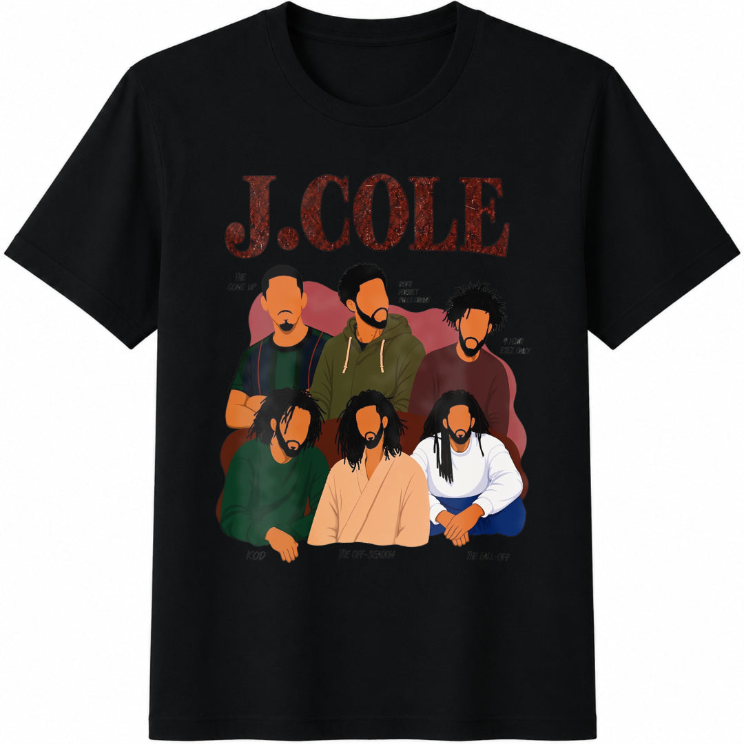 J. Cole Rap Cotton T-Shirt in Black