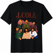 J. Cole Rap Cotton T-Shirt in Black
