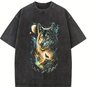 90s Howling Wolf Wilderness vintage washed oversized T-shirt in Black