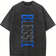 Geometric Smooth Vintage Washed T-Shirt in Black