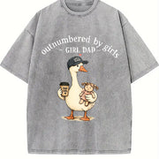 Girl Dad Outnumbered by Girls Vintage Washed T-Shirt in Gray