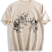 Frog Musicians 90s Retro ® Vintage Washed T-Shirt in Beige