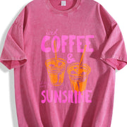 Iced Coffee And Sunshine Iced Coffee Lover Gifts Vibes vintage washed oversized T-shirt in Red