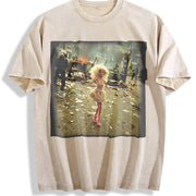 Glam Doll in the Wreckage Vintage Washed T-Shirt in Beige