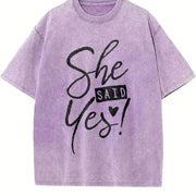 She Said Yes Engagement Bachelorette Party Bachelorette Vintage Washed T-Shirt in Purple