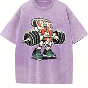 Pizza Weightlifting Vintage Washed T-Shirt in Purple