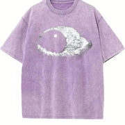 Dark Wind Eye Gothic Grunge Y2k Emo Scene Amity Affliction Vintage Washed T-Shirt in Purple