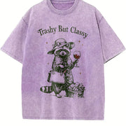 Trashy but Classy Raccoon Animal Cute Trash Panda Vintage Washed T-Shirt in Purple