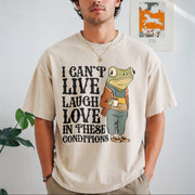 Live Laugh Love Under These Conditions Vintage Washed T-Shirt in Beige