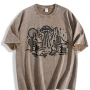 Retro UFO Desert 90s Vintage Washed T-Shirt in Brown