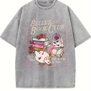 Belle's Book Club Tale as Old as Time Belle’s Book Cafe Vintage Washed T-Shirt in Gray