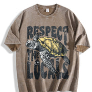 Respect the Locals Sea Turtle 90s Vintage Washed T-Shirt in Brown