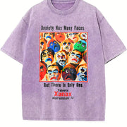 Xanax Anxiety Has Many Faces AD Retro Custom vintage washed oversized T-shirt in Purple