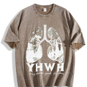YHWH Christian Jesus Christian vintage washed oversized T-shirt in Brown