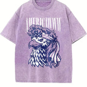 Americawww Sarcastic Fourth of July Bald Eagle for Classic Vintage Washed T-Shirt in Purple