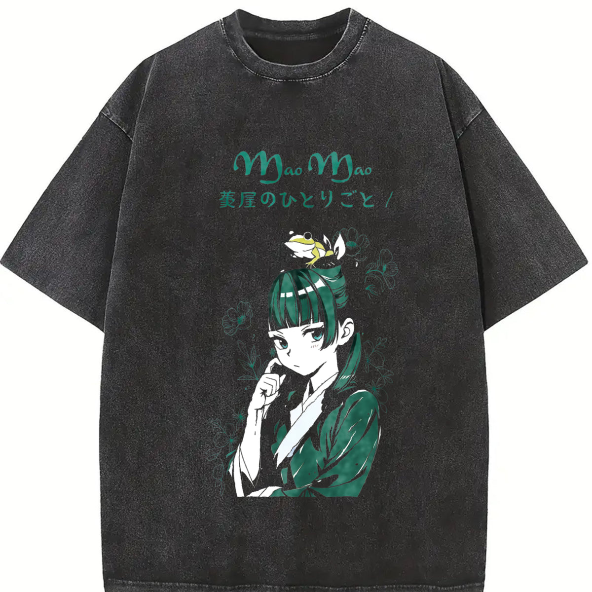 Mao The Apothecary Diaries Anime vintage washed oversized T-shirt in Black