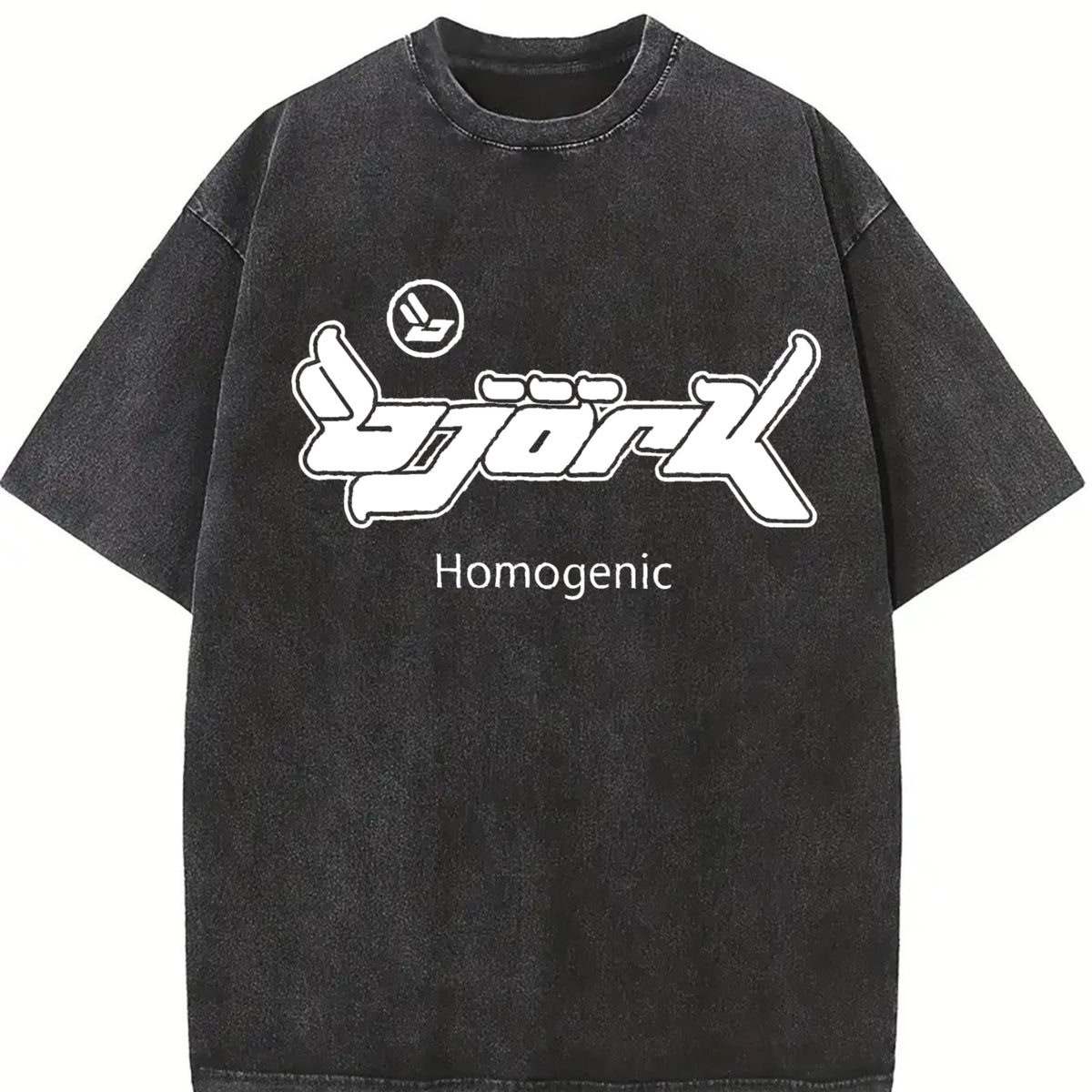 Bjork Homogenic Y2k Vintage Washed T-Shirt in Black