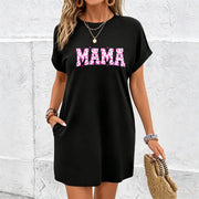 A-line Dress Mid-length Dress Cotton T-Shirt in Black