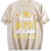 Premium Proud Aunt of a 2026 Graduate for Aunt Senior Vintage Washed T-Shirt in Beige